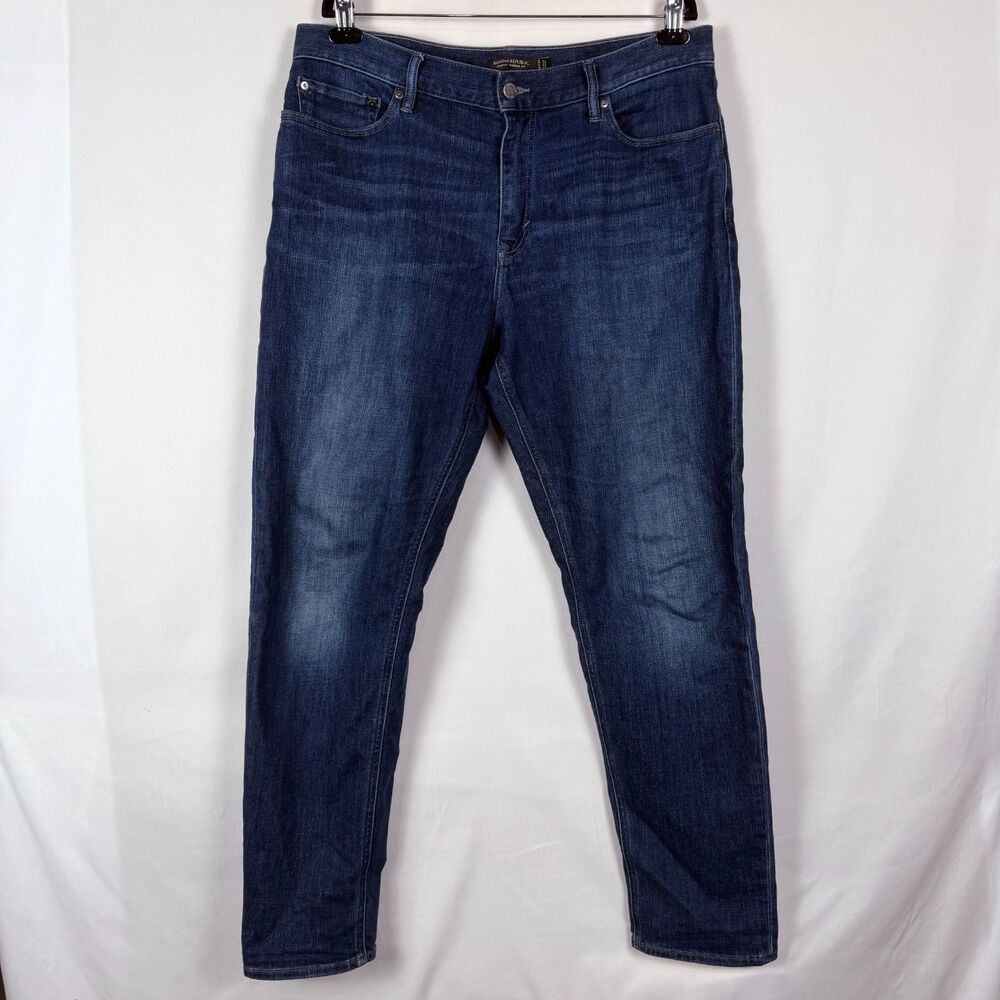 Banana Republic Athletic Tapered Fit Mens 36x34 Dark Wash Denim Blue